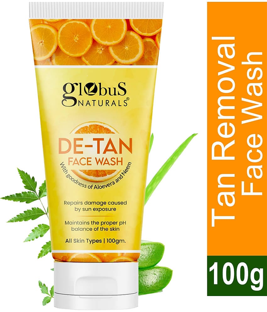 Globus Naturals De Tan Face Wash, Enriched with Neem & Aloe Vera, Tan Removal, 100 ml
