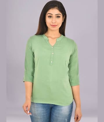 FABISHO Women Solid Rayon Shirt ( Green )
