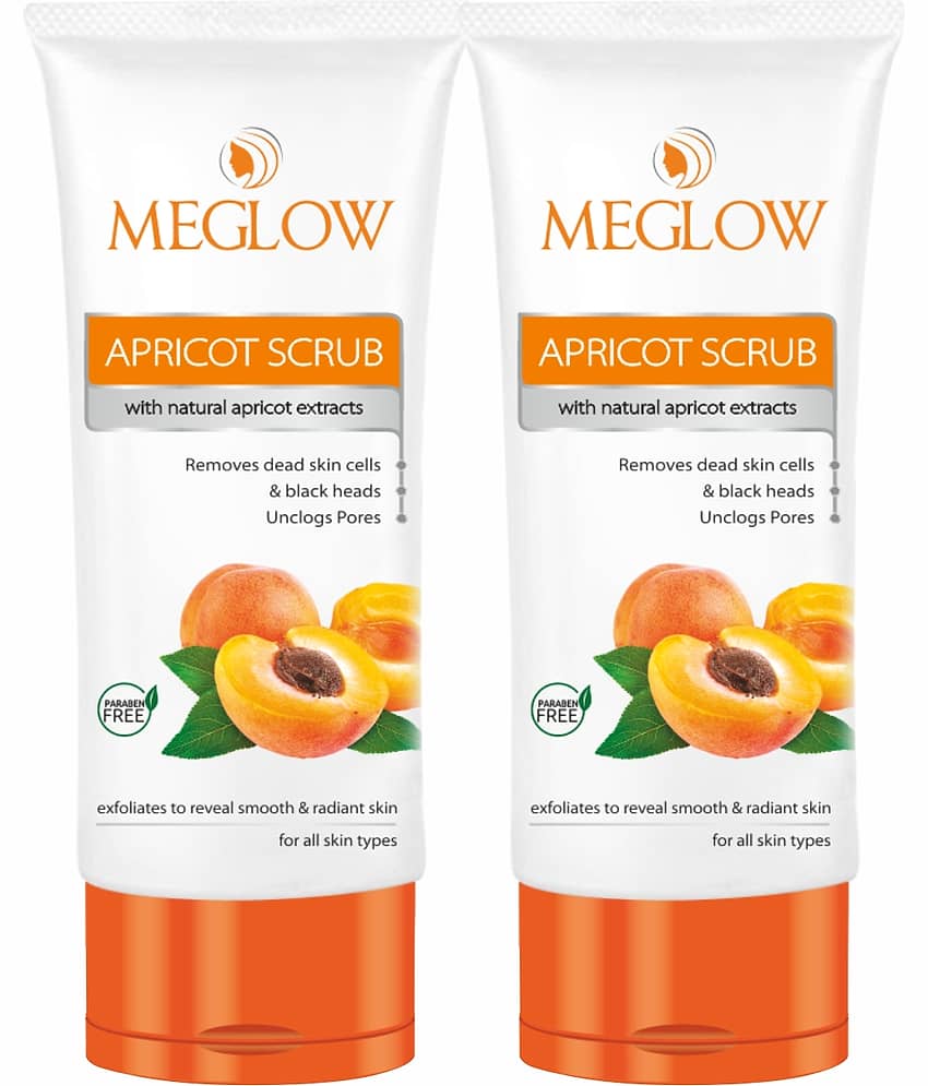 Meglow Apricot Scrub with Natural Extracts Gentle Exfoliation & Soft Skin - 70g Each ( Pack of 2)