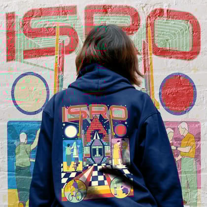 Navy Blue ISRO Tribute Unisex Hoodie (Without Zip)-S