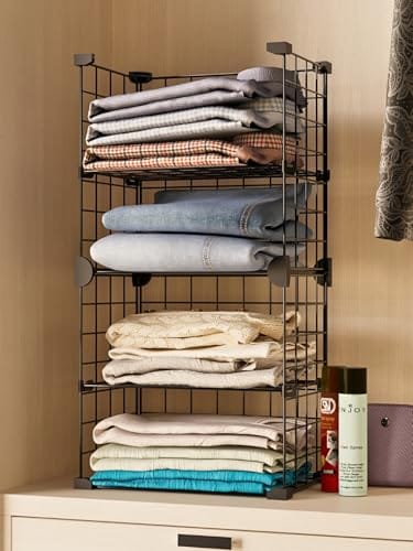 BOXJOY 4 Tier Metal Shelf Organizer for Wardrobe