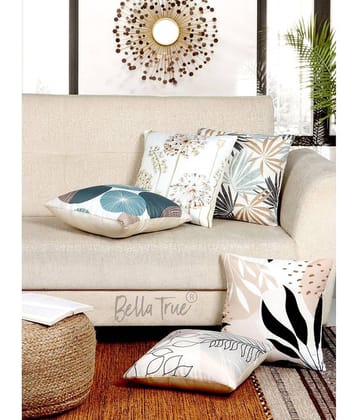BELLA TRUE Set of 5 Cushion Covers Abstract Themed ( 40 x 40 )