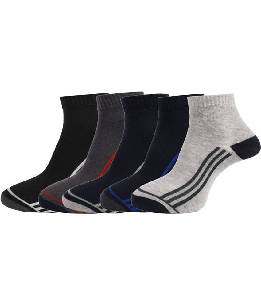 Dollar - Cotton Men's Striped Multicolor Ankle Length Socks ( Pack of 5 )