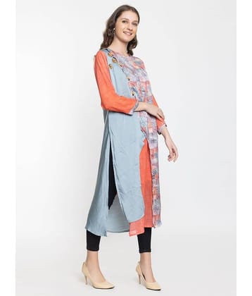 ELTHIA - Orange Silk Women's Straight Kurti ( Pack of 1 )