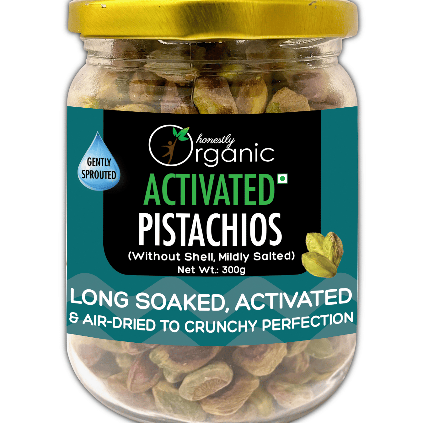 Activated/Sprouted Pistachios - Mildly Salted (100% Fresh & Natural, Long Soaked & Air Dried to Crunchy Perfection) - 300g