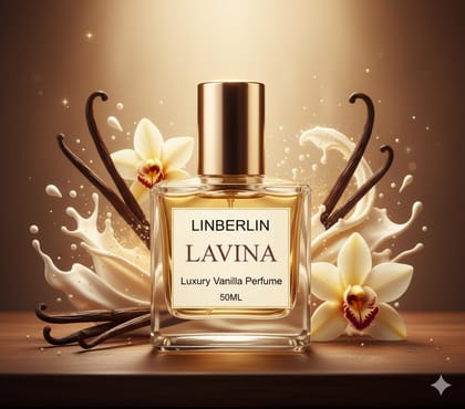 LinBerlin Vanilla Perfume Lavina, Unisex, Eau de Parfum, 50ml, Rich Vanilla Blend with Woods, Amber and Musk Notes