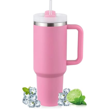 Panchhi Store 1200ML Stainless Steel Tumbler with Straw Hot and Cold Sipper with Handle and Lid Straw Double Insulated Sipper for Hot and Cold Drink Leakproof Tumbler for Gym Traveling Car Rasburry