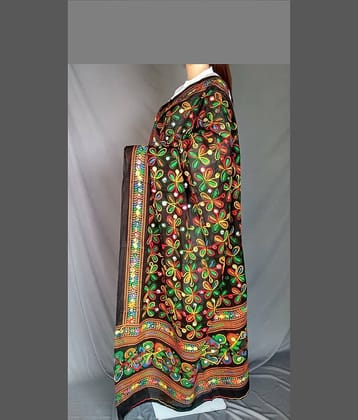 Raj Black Cotton Phulkari Dupatta