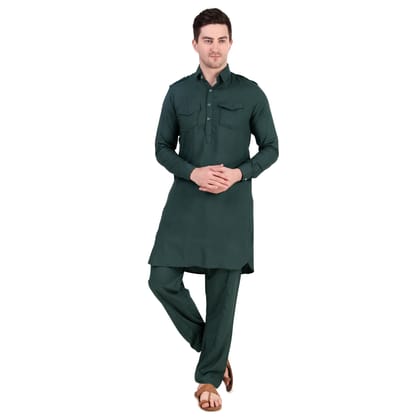 Preen Olive DP Pathani Suit Set / Kurta Pajama Set-M