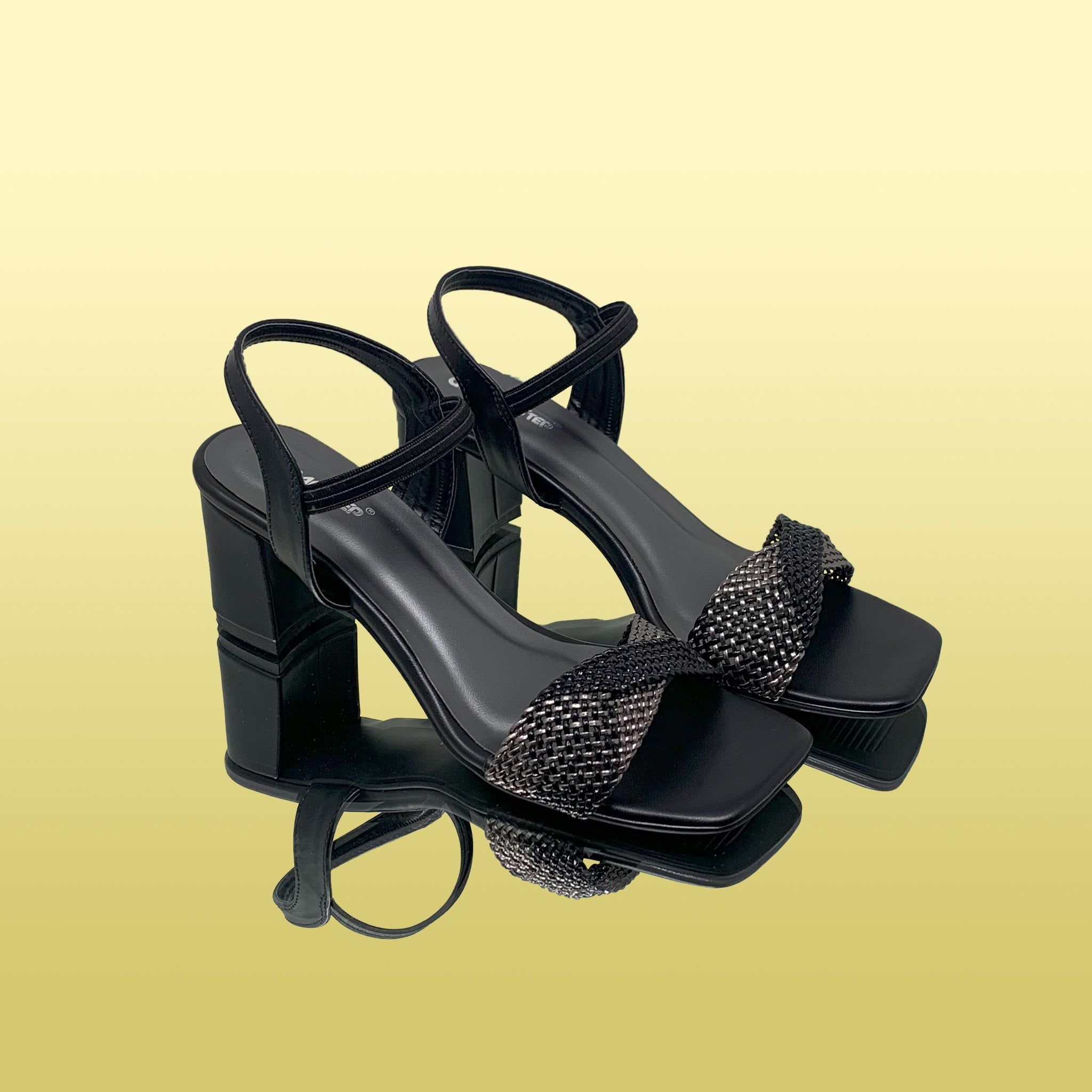 Knitted Block Heels-Black / 36
