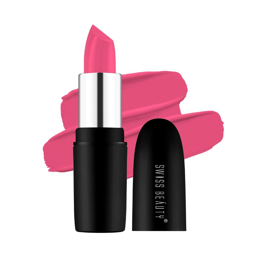 Swiss Beauty Pure Matte Creamy Lipstick | Non-drying, Highly pigmented Lipstick | Shade- Pixie Pink, 3.8gm| Swiss Beauty Pure Matte Creamy Lipstick | Non-drying, Highly pigmented Lipstick | Shade- Pixie Pink, 3.8gm| - Pixie Pink / 1 count (Pack of 1)