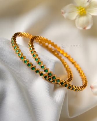 Gold Polish Silver Bangle CHB1106 (Pair)-2.6