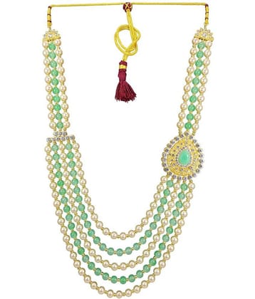 RAADHE CREATION Pearl Base Metal and Dulha Moti Mala Haar Necklace for Men's