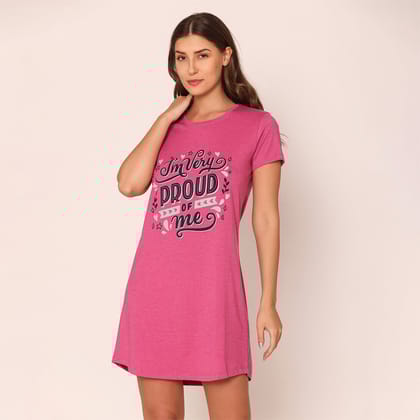 Women Cotton Sleepshirt - Fuschia Fuschia M