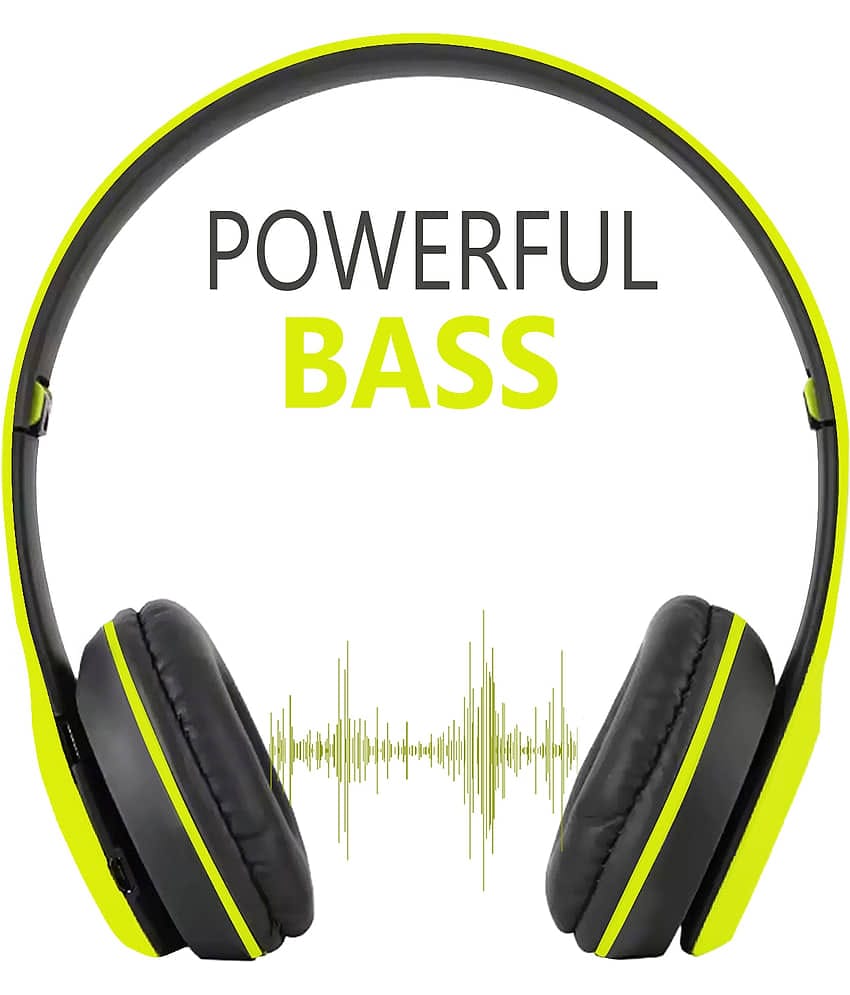 Retailstore Long Backup Over-the-ear Bluetooth Headset with Upto 5h Talktime Deep Bass - Green