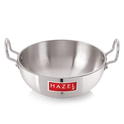 HAZEL 4 mm Aluminium Kadhai Kadai Karahi , Vessels for Cooking Deep Frying Kadai, 2300 ML HAZEL 4 mm Aluminium Kadhai Kadai Karahi , Vessels for Cooking Deep Frying Kadai, 2300 ML
