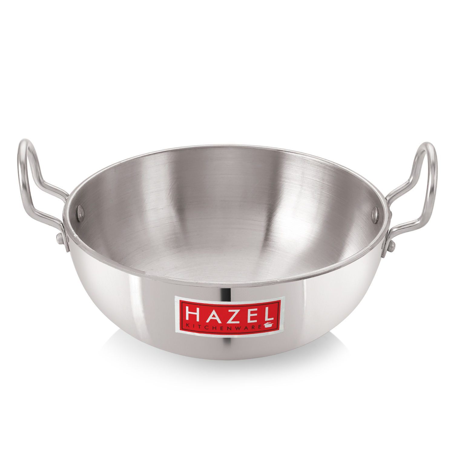 HAZEL 4 mm Aluminium Kadhai Kadai Karahi , Vessels for Cooking Deep Frying Kadai, 2300 ML