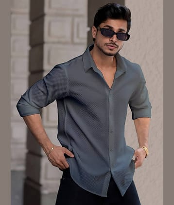 color bucket Cotton Blend Regular Fit Popcorn Textured Full Sleeves Men's Casual Shirt - Grey ( Pack of 1 )