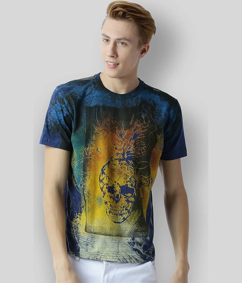 Huetrap Pack of 1 Cotton Regular Fit Men's T-Shirt ( Navy Blue )