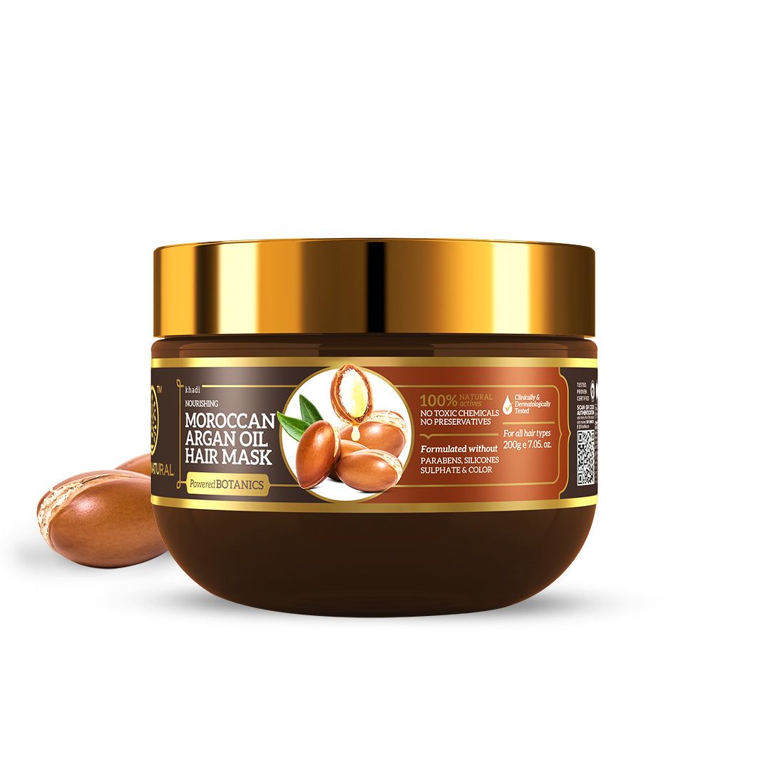 Khadi Natural Moroccan Argan Oil Hair Mask – SLS, Paraben & Color-Free - 200gm