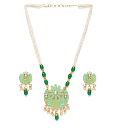 Women's Rose Gold Plated Alloy Necklace & Earings Set-PID47499