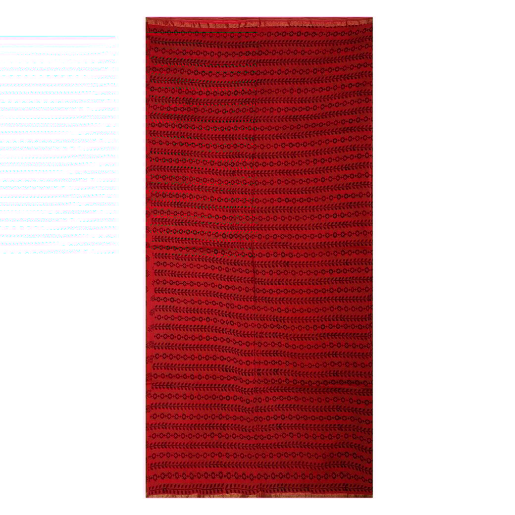 HANDLOOM CHANDERI 03 PCS BAGH PRINTED SUIT (SKU - 1RBS01260221 Suit 111)