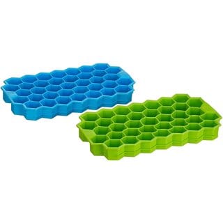 Flexible Silicone Honeycomb 37 Cavity Ice Cube Tray for Freezer Moulds Small Cubes Whiskey Fridge Bar Soft Ice Cube Tray -Color May Vary-Pack of 2