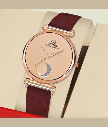 Septem Red Leather Analog Womens Watch