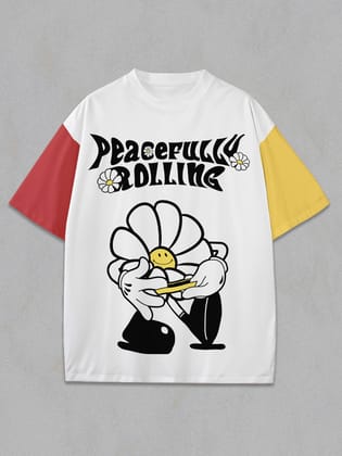 Peacefully Rolling Oversized T-Shirt-White / S