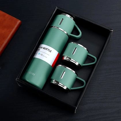 Denzcart Stainless Steel Vacuum Flask Set with 2 Steel Cups Combo for Coffee HOT Drink and Cold Water Flask Ideal Gifting Travel Friendly Latest Flask Bottle. (500ML)  by Ruhi Import Store