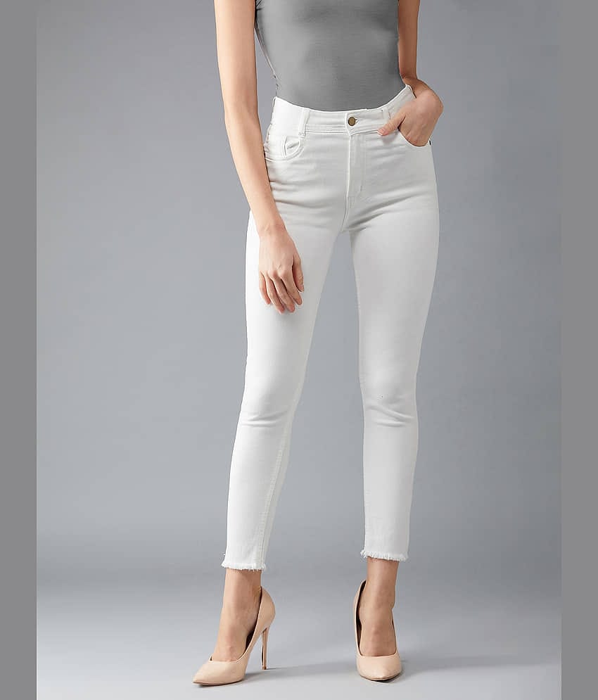Dolce Crudo Women's Skinny Fit High-Rise Jeans ( White )