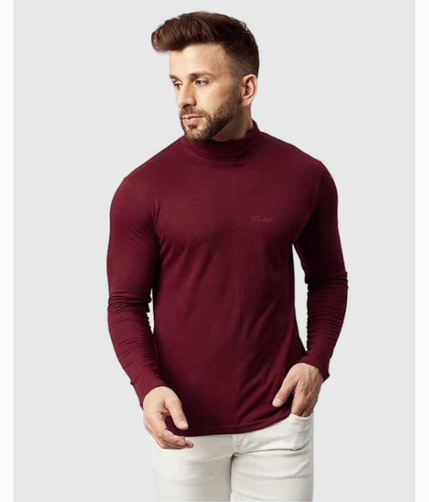 TAB91 Fleece High Neck Men's Sweatshirt - Maroon ( Pack of 1 )