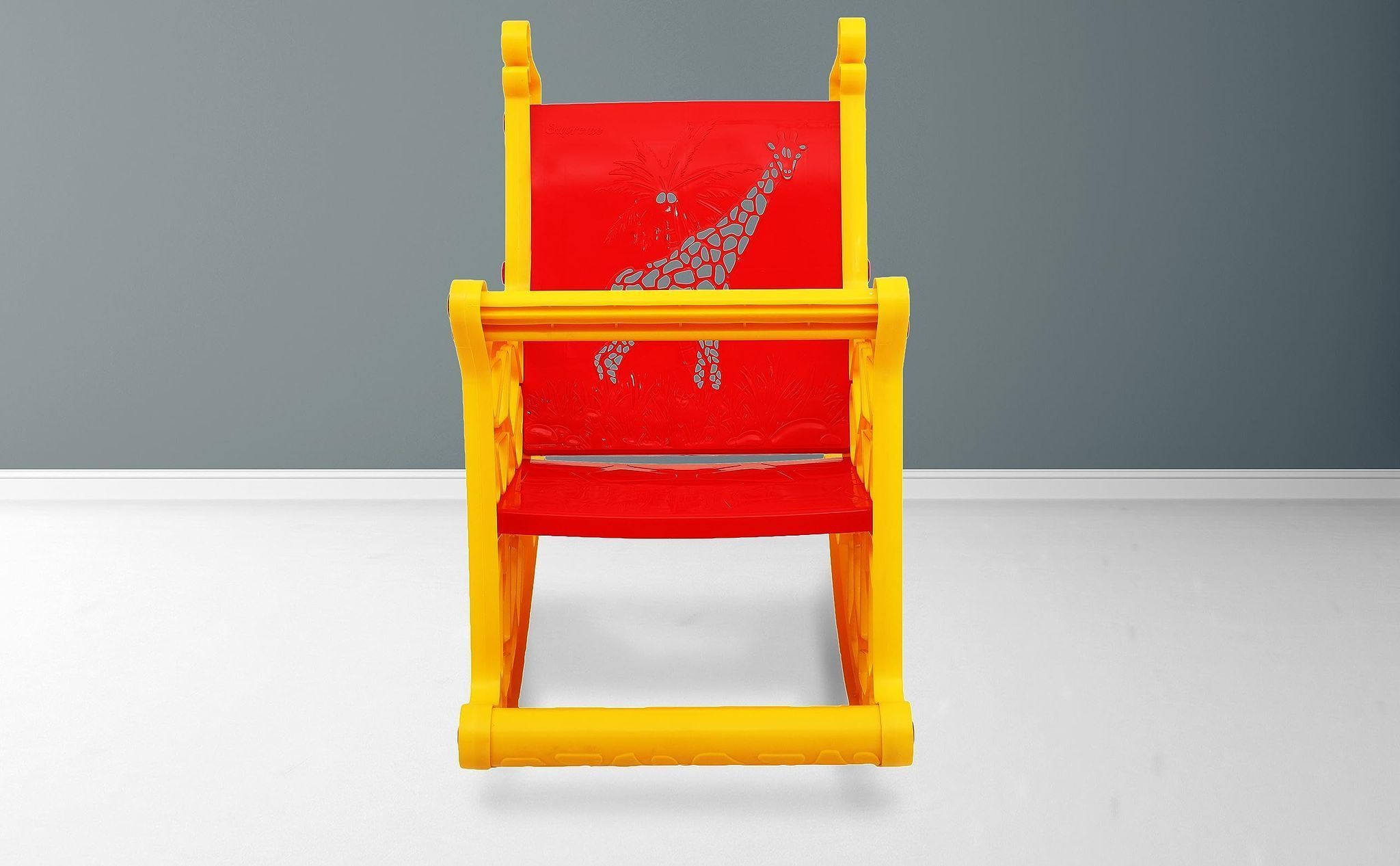 Supreme Furniture Giraffe Rocking Kids Plastic Chair for Kids Room (Yellow/Red) Plastic Rocking Chair (Finish Color - Red Yellow - DIY(Do-It-Yourself))