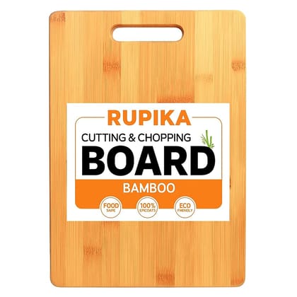 Rupika | Wooden Chopping Board Bamboo Kitchen Cutting Board Durable Multipurpose Vegetable Fruit Meat Cutting and Serving Board