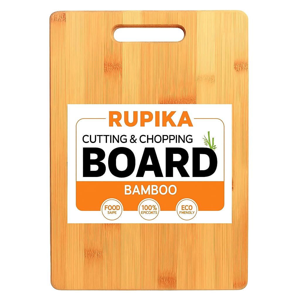 Rupika | Wooden Chopping Board Bamboo Kitchen Cutting Board Durable Multipurpose Vegetable Fruit Meat Cutting and Serving Board