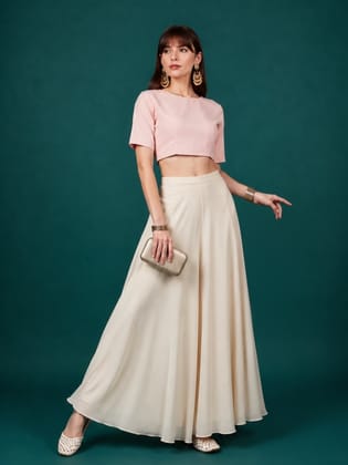 Generic Women's Georgette Solid Mid-Rise Wide Leg Flared Palazzo Pants with Elastic Waist, Ankle Length Trousers for Daily, Office and Casual Wear (Cream, XL, Pack of 1, Design 67553) Generic Women's Georgette Solid Mid-Rise Wide Leg Flared Palazzo Pants with Elastic Waist, Ankle Length Trousers for Daily, Office and Casual Wear (Cream, XL, Pack of 1, Design 67553)