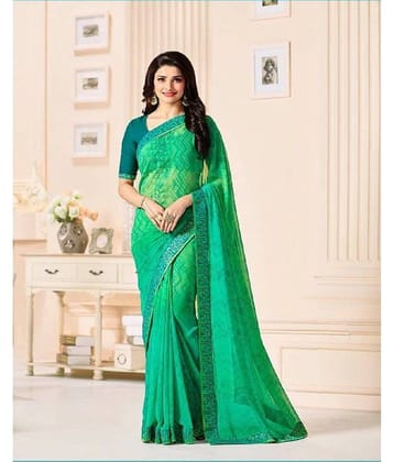 Gazal Fashions Georgette Printed Saree With Unstitched Blouse Piece ( Beige1 )