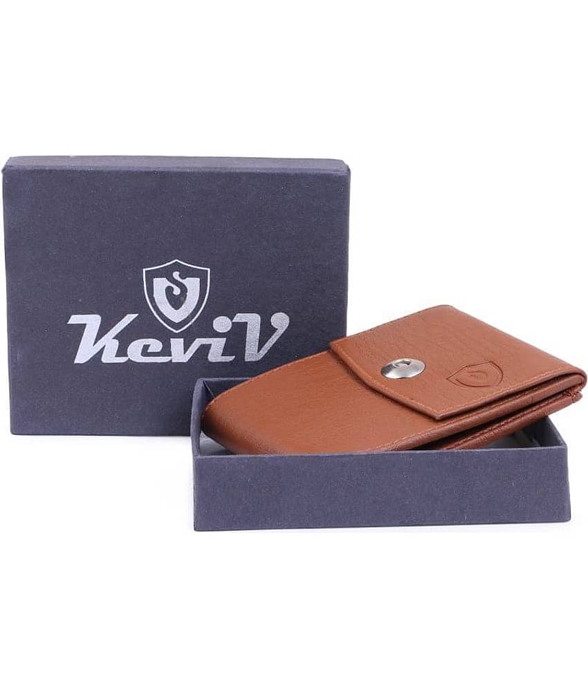 Keviv Leather Solid Men's Long Wallet With 8 Slots For Card ( Tan , Pack of 1 )