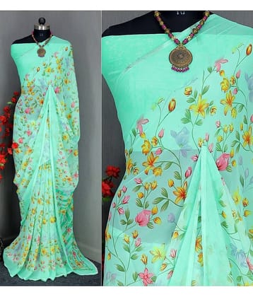 Rekha Maniyar Georgette Printed Saree With Unstitched Blouse Piece ( Lavender )
