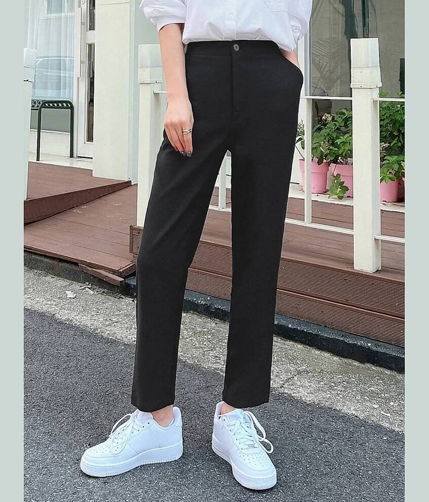 Broadstar Pack of 1 Polyester Straight Women's Casual Pants ( Black )