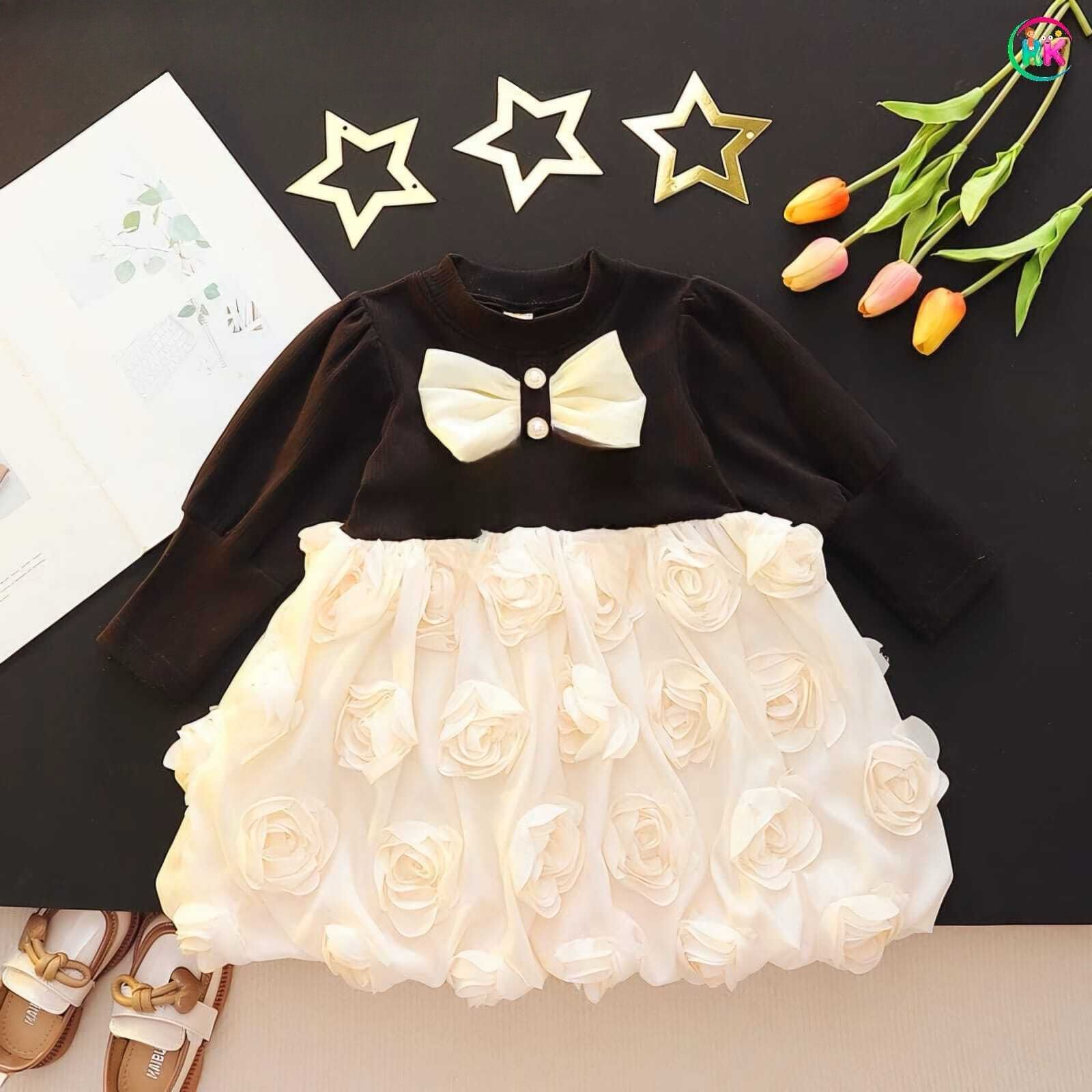 Girls Imported Frock [GF-9989] (6M - 3 Years)-3-4Y (Size - 22) / Imported