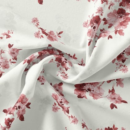Maroon Flower Bunch Digital Printed Fabric - Weightless