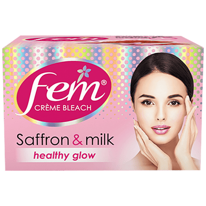 Fem Crme Bleach - Saffron & Milk, Healthy Glow, No Added Silicones, No Added Parabens, 8 G