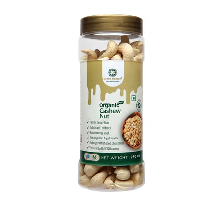 Organic Cashew Nut / Kaju - 250 gms ( W240 ) I Anytime Snack I Health Supplement (Weight - 250g) by green blossom agritech ventures private limited