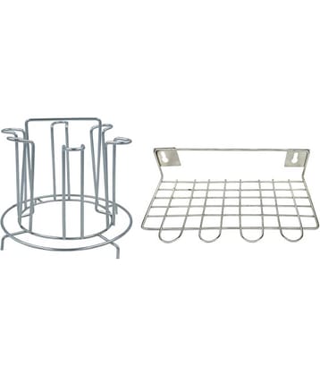 JISUN - Silver Stainless Steel Storage Racks ( Pack of 2 )