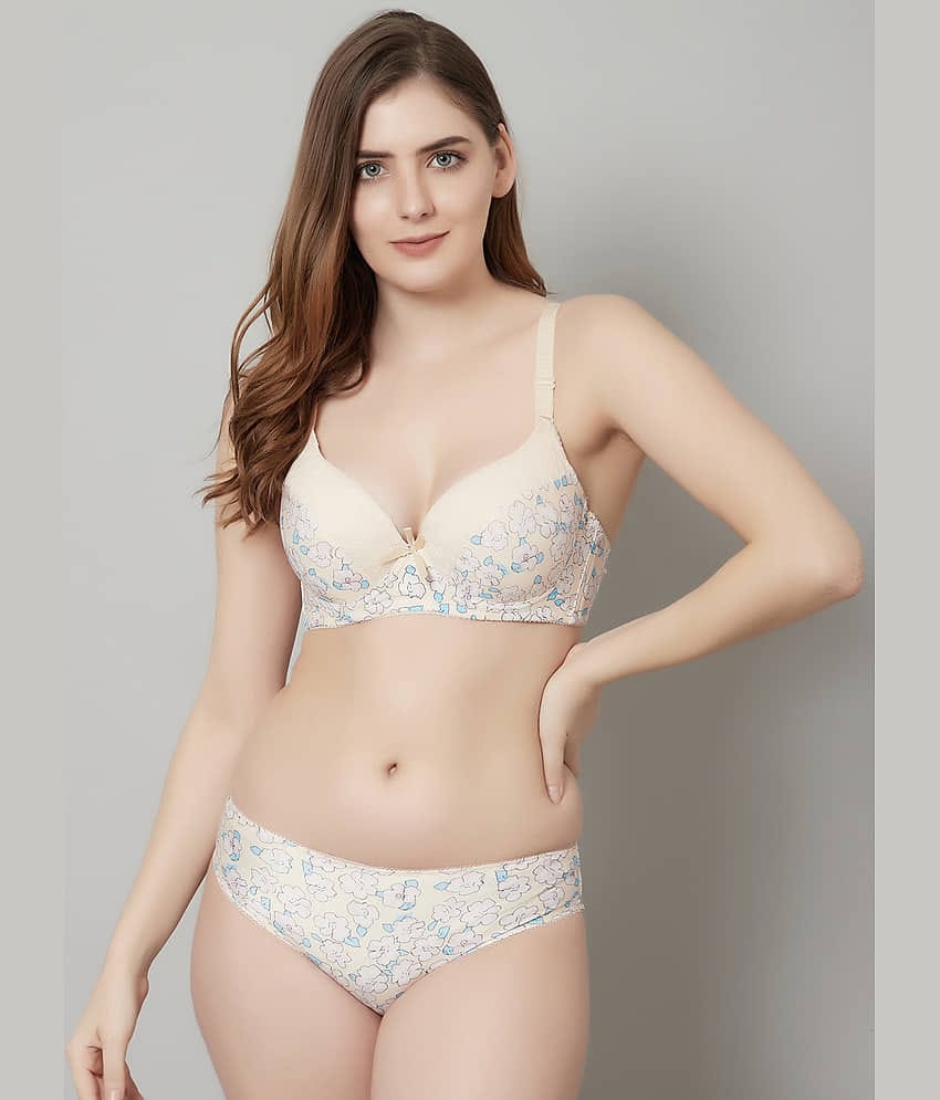 PrettyCat Polyester Women's Bra & Panty Set ( Pink )