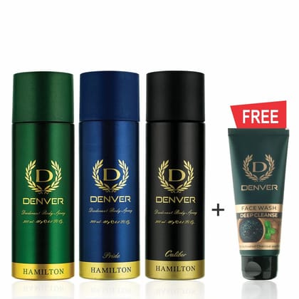 Hamilton 200ml, Pride 200ml, Caliber 200ml + FREE Deep Cleanse Face wash50gm (Pack of 4)