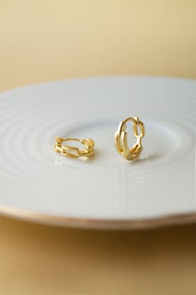 Interlinked Front And Back Gold Plated Sterling Silver Hoop Earrings-Rose