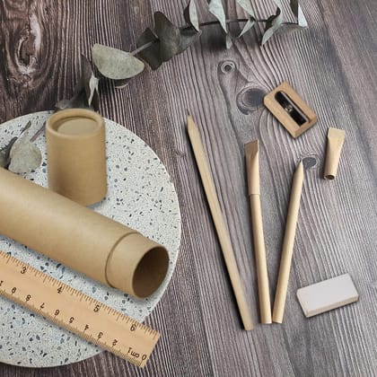 Eco Stationery & Bamboo Gift Set with Bottle Mug Diary