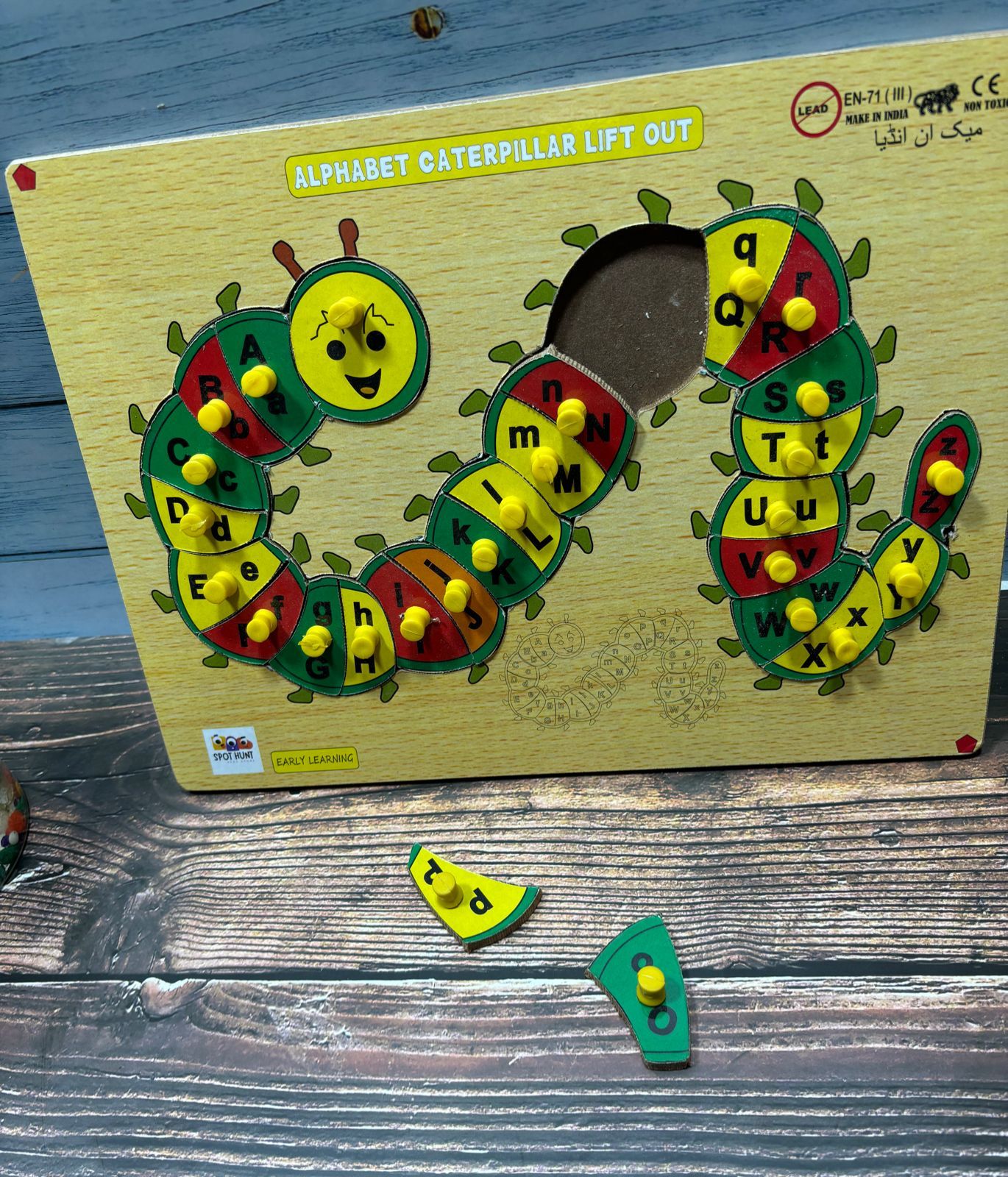 Alphabet caterpillar knob